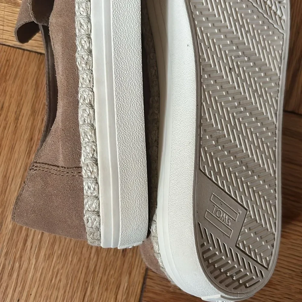 Toms Sunset Toffee Suede Women's Tan Slip-On Espadrille Sneakers Size 11